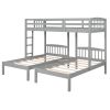 Twin over Twin & Twin Bunk Bed with Built-in Middle Drawer