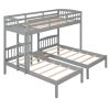 Twin over Twin & Twin Bunk Bed with Built-in Middle Drawer