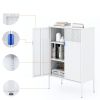 Metal Storage Locker Cabinet; Adjustable Shelves Free Standing Ventilated Sideboard Steel Cabinets for Office; Home
