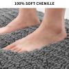 Bath Mat Rug; Bathroom Rug; Bath Mat Non-Slip; Soft Chenille Shower Mats for Bathroom; Super Water Absorbent; Machine Washable; (Dark gray; 40" x 60")