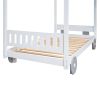 Twin Size Canopy Car-Shaped Platform Bed,Natural+Brown(Expected Arrival Time:7.25)