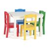 Children's wooden table and 4 chairs set; white and junior