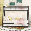 Twin over Full Bed with Sturdy Steel Frame, Bunk Bed with Twin Size Trundle, Two-Side Ladders, Black