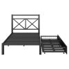 Metal Platform Bed with 2 Drawers;  Twin (Black)
