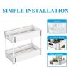 2 Tier Under Sink Organizers and Storage Bathroom Organizer Under Sink, 2 Tier Pull Out Cabinet Organizer for Kitchen Bathroom Sink Storage, White