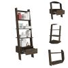 New Haven 1-Drawer 4-Shelf Ladder Bookcase Dark Walnut