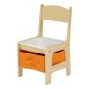 Kids Wooden Storage Table and Chairs Set, Natural Color, Melamine, 3 Piece