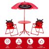 Kids Patio Folding Table and Chairs Set Beetle with Umbrella