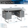 Techni Mobili Modern Office Desk with Storage; Grey