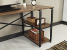 Home Store Sage Black Metal Frame 47" Wooden Top 2 Shelves Writing and Computer Desk for Home Office; Walnut
