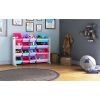 White/Pink Kids Toy Storage Organizer with 16 Plastic Bins