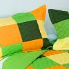 [Energetic] 3PC Vermicelli-Quilted Patchwork Quilt Set (Full/Queen Size)