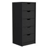 Basilea 5 Drawers Tall Dresser, Pull Out System -Black