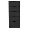 Basilea 5 Drawers Tall Dresser, Pull Out System -Black