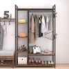 Organized Garment Rack with Storage; Free-Standing Closet System with Open Shelves and Hanging Rod(Rustic Brown; 43.7''w x 15.75''d x 70.08''h).