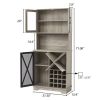 Farmhouse Wine Cabinet ; Large Capacity Kitchen Sideboard Storage Cabinet With Wine Rack And Glass Holder; Adjustable Shelf And 16 Square Compartments