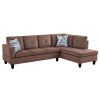 Brown Corduroy Fabric Living Room Sectional Sofa