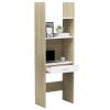 Book Cabinet White and Sonoma Oak 23.6"x13.8"x70.9" Engineered Wood