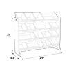 White/Pink Kids Toy Storage Organizer with 16 Plastic Bins