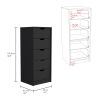 Basilea 5 Drawers Tall Dresser, Pull Out System -Black