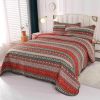 Striped Classical Cotton 3-Piece Patchwork Bedspread Quilt Sets; Queen Size