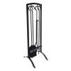 5 Pcs Iron Fireplace Tools Sets; Fireplace Accessories Tools with Holder; for Indoor Outdoor Fireplace Fire Pit; Black