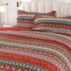 Striped Classical Cotton 3-Piece Patchwork Bedspread Quilt Sets; King Size