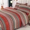 Striped Classical Cotton 3-Piece Patchwork Bedspread Quilt Sets; King Size