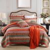 Striped Classical Cotton 3-Piece Patchwork Bedspread Quilt Sets; King Size