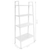 Ladder Bookcase 4 Tiers Metal White