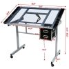 Tempered Glass Adjustable Drafting Table with Storage Drawers