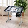 Tempered Glass Adjustable Drafting Table with Storage Drawers