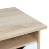 43.3'Wood Corner Writing Table with Shelf 3 Drawers Storage;  Oak & White