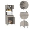 Della 60 Kitchen Pantry with Countertop; Closed & Open Storage -Light Gray