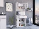 Capienza Pantry Cabinet; Two Shelves; Double Door; One Drawer; Three Side Shelves -White