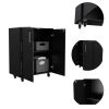 Storage Cabinet; Casters; Double Door; Two Interior Shelves -Black