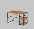 Home Store Sage Black Metal Frame 47" Wooden Top 2 Shelves Writing and Computer Desk for Home Office; Walnut
