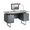 Techni Mobili Modern Office Desk with Storage; Grey