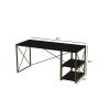 Furnish Home Store Morello Gold Metal Frame 47" Wooden Top 2 Shelves Writing and Computer Desk for Home Office; White