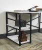 Home Store Sage Black Metal Frame 47" Wooden Top 2 Shelves Writing and Computer Desk for Home Office; White
