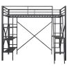 Twin Size Metal Loft Bed with Shelves and Desk