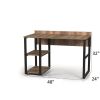 Furnish Home Store Rasse Black Metal Frame 58" Wooden Top 2 Shelves Writing and Computer Desk for Home Office; Oak