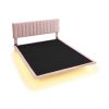 Queen Size Upholstered Bed with LED lights and Headboard, Floating Velvet Platform Bed, Pink