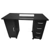 Double Edged Manicure Nail Table with Drawer Black