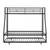 Twin over Full Bed with Sturdy Steel Frame, Bunk Bed with Twin Size Trundle, Two-Side Ladders, Black