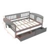 Full size Daybed with Two Drawers, Wood Slat Support
