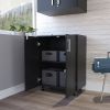 Storage Cabinet; Casters; Double Door; Two Interior Shelves -Black