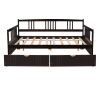 Full Size Daybed Wood Bed with Two Drawers; Espresso(OLD SKU:LP000058AAP)