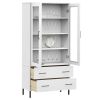 Bookcase with Metal Legs White 33.5"x13.8"x67.9" Solid Wood OSLO