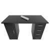 Double Edged Manicure Nail Table with Drawer Black